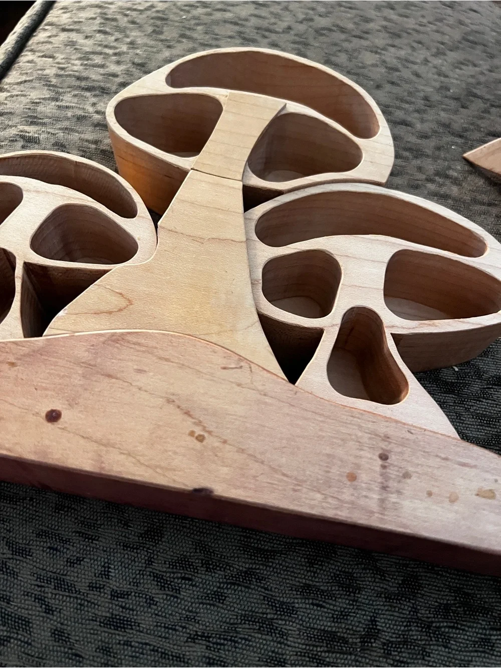 Handcrafted Wooden Mushroom trinket box shelf Natural Wood